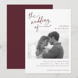 Invitación Boda de fotografía moderna de Merlot Wine Burgundy