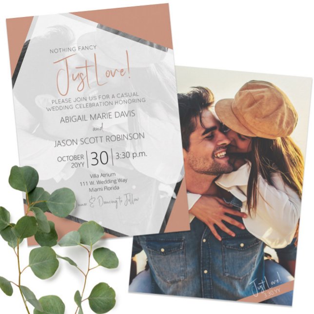 Invitación 📸 Boda de fotografía moderna de Terra Cotta Casua (📸 Modern Photo Terra Cotta Casual Wedding Invitation
)