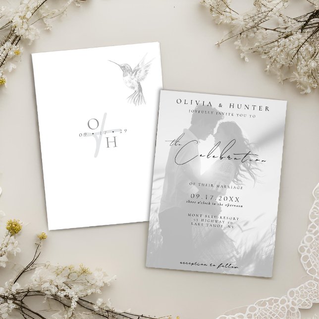 Invitación Boda de fotografía moderna en blanco y negro (Subido por el creador)