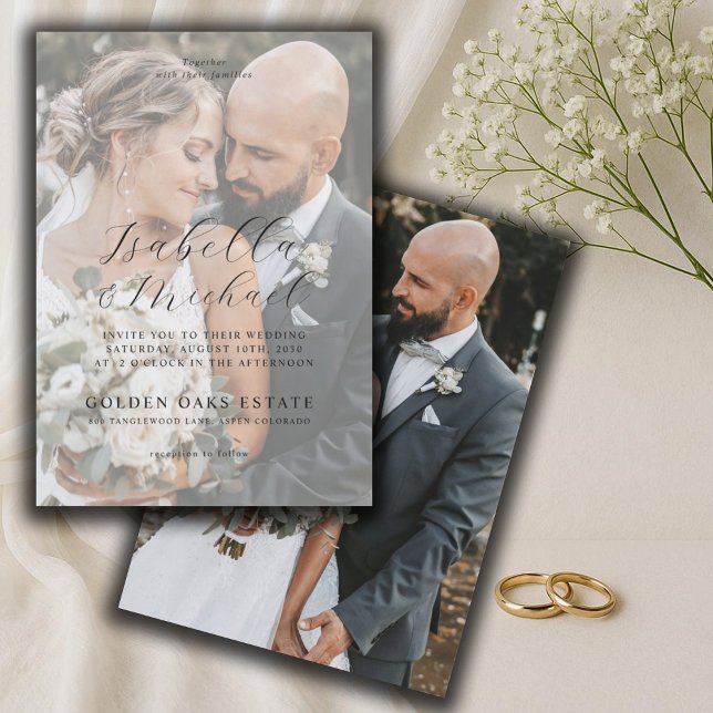 Invitación Boda de fotografía moderna en blanco y negro (Subido por el creador)