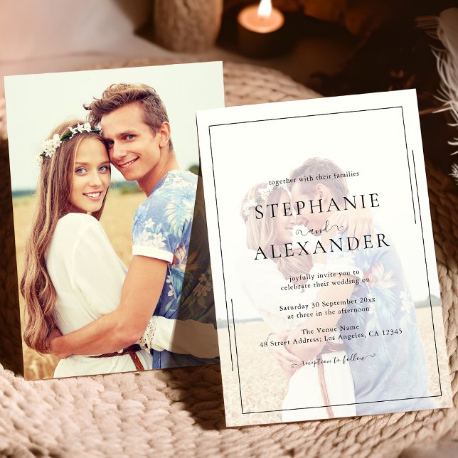 Invitación Boda de fotografía moderna en blanco y negro (Subido por el creador)