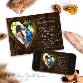 Invitación Boda de fotografía moderna en el corazón de un árb