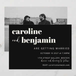 Invitación Boda de fotografía moderno audaz de color blanco e