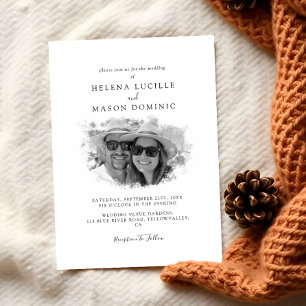 Invitación Boda De Fotografía Moderno, Blanco Y Negro, Presup