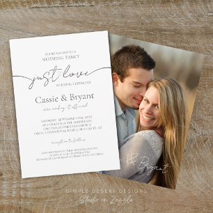 Invitación Boda de fotografía moderno elegante en blanco y ne