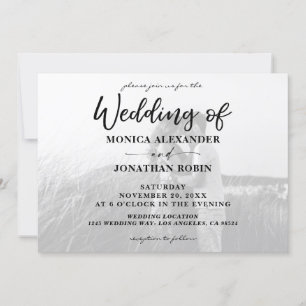 Invitación Boda de fotografía moderno en blanco y negro - Hor