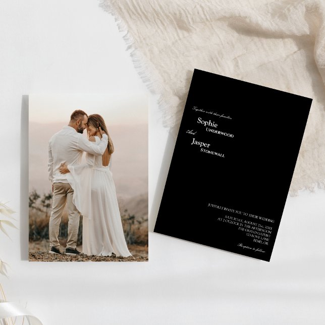Invitación Boda de fotografía negro clásico moderno (Subido por el creador)