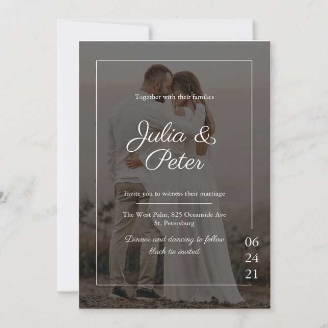 Invitación Boda de fotografía Personalizado elegante (Anverso)
