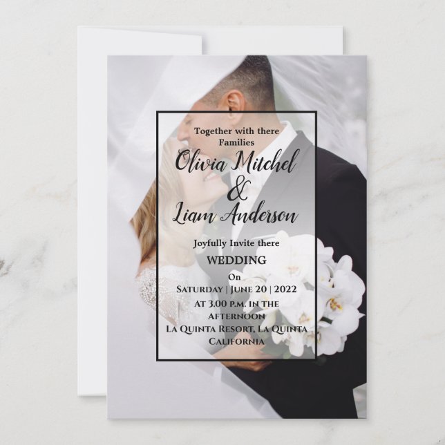 Invitación Boda de fotografía Personalizado elegante (Anverso)