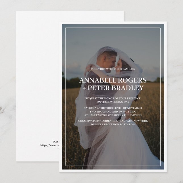 Invitación Boda de fotografía Personalizado simple y moderno (Anverso / Reverso)