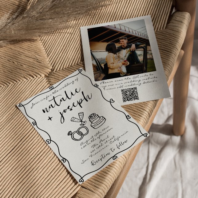 Invitación Boda de fotografía por escrito dibujado mano de có (Subido por el creador)