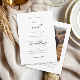 Invitación Boda de fotografía QR con guión elegante y moderno