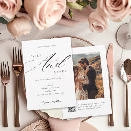 Invitación Boda de fotografía QR con guión elegante y moderno