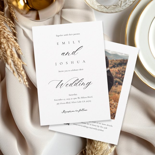 Invitación Boda de fotografía QR con guión elegante y moderno (Subido por el creador)