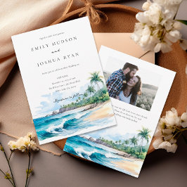 Invitación Boda de fotografía QR Tropical Beach