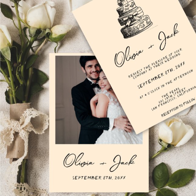 Invitación Boda de fotografía rápida con pinzas de tarta con  (Subido por el creador)