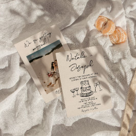 Invitación Boda de fotografía rápida con tarta escrita dibuja