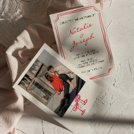 Invitación Boda de fotografía retro caprichosa a mano