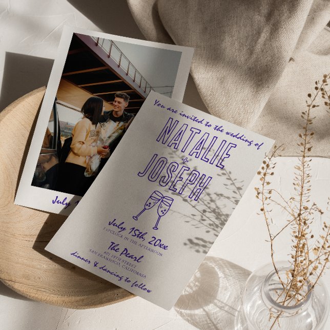 Invitación Boda de fotografía retro con mano moderna dibujada (Subido por el creador)