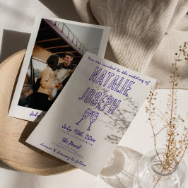 Invitación Boda de fotografía retro con mano moderna dibujada