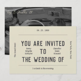 Invitación Boda de fotografía retro negro y blanco moderno