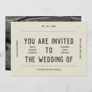 Invitación Boda de fotografía retro negro y blanco moderno