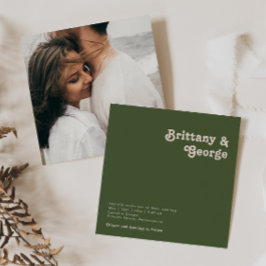 Invitación Boda de fotografía retro simple con color de oliva