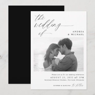 Invitación Boda de fotografía romántica con escritura moderna