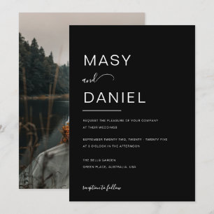 Invitación Boda de fotografía romántico negro elegante minima