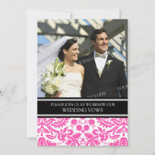 Invitación Boda de fotografía rosa negro promete renovación i