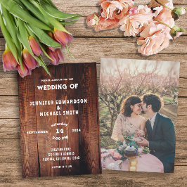 Invitación Boda de fotografía rural de campo de madera de gra