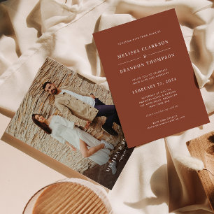 Invitación Boda de fotografía ruso Minimalista de Terracotta