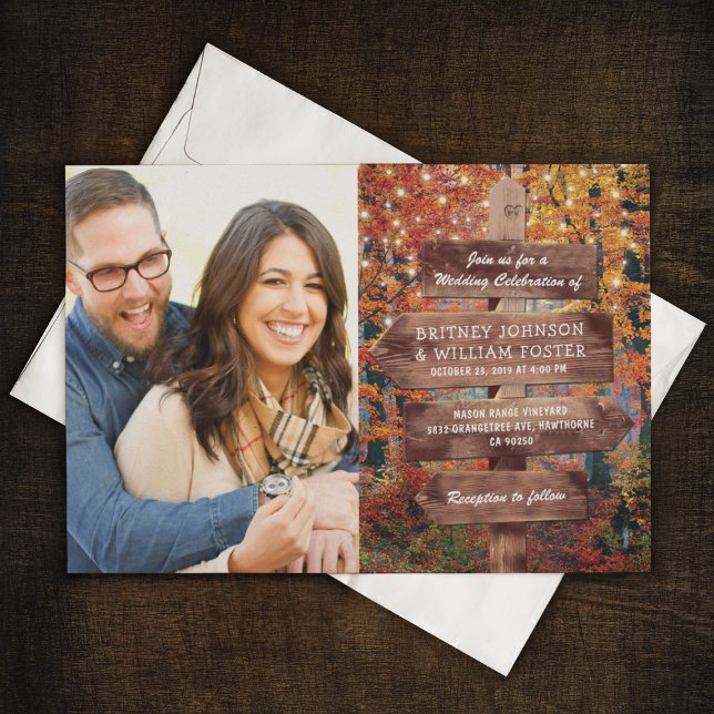 Invitación Boda de fotografía Rustic Fall Woodland (Subido por el creador)