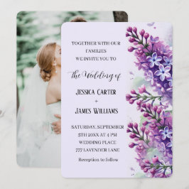 Invitación Boda de fotografía rústica de acuarela con flores 