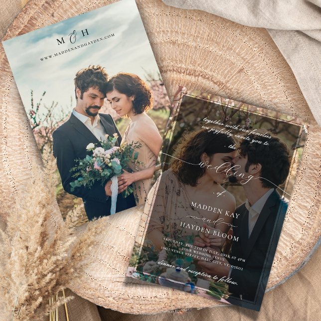 Invitación Boda de fotografía simple en blanco y negro (Subido por el creador)