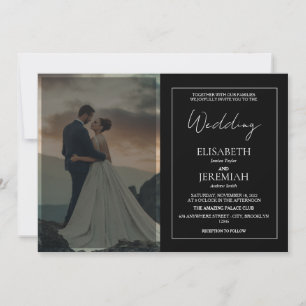 Invitación Boda de fotografía simple y elegante en blanco y n