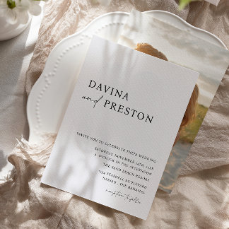 Invitación Boda de fotografía simple y moderna con escritura