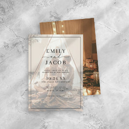 Invitación Boda de fotografía simple y moderna en blanco y ne