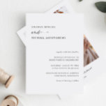 Invitación Boda de fotografía simple y moderna para escritura<br><div class="desc">Esta moderna invitación a la boda minimalista presenta un diseño elegante y limpio, perfecto para anunciar su día especial con sofisticación. La parte delantera muestra los detalles esenciales de su boda, mientras que la parte posterior cuenta con una impresionante foto de alta calidad de la pareja feliz. Este toque personal...</div>