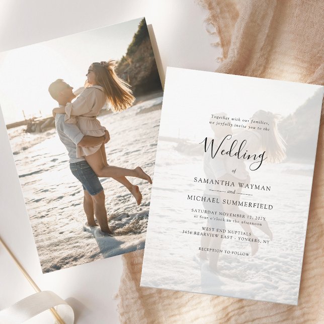 Invitación Boda de fotografía superpuesta moderna (Modern Photo Overlay Wedding Invitation.)