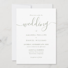 Invitación Boda de fotografía verde de guión moderno