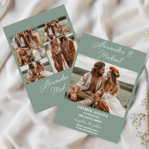 Invitación Boda de fotografía verde oliva moderna