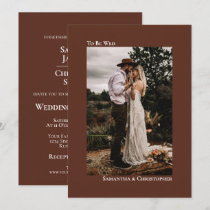 Invitación Boda de fotografía vertical Minimalista de castaño