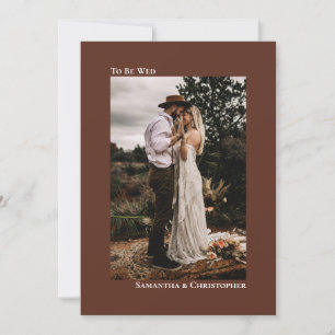 Invitación Boda de fotografía vertical Minimalista de castaño