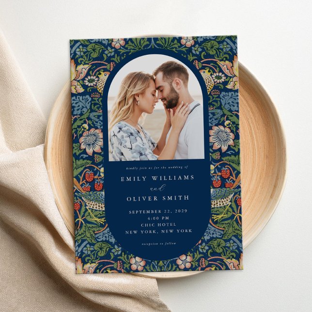 Invitación Boda de fotografía William Morris Strawberry Thief (Subido por el creador)