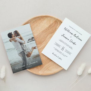 Invitación Boda de fotografías completas de escritura moderna