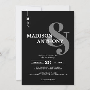 Invitación Boda de fotografías de Black Gray Ampersand y Scri