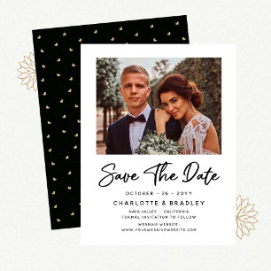 Invitación Boda de fotografías de escritura moderna y sencill