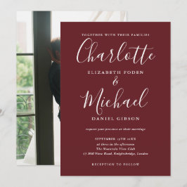 Invitación Boda de fotografías de estilo rosa elegante y mode