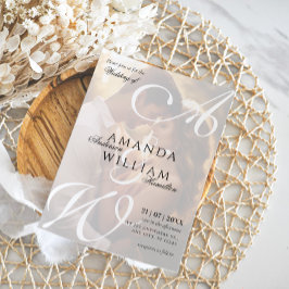 Invitación Boda de fotografías de guiones de nombres elegante